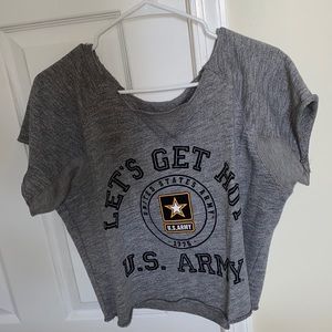 PINK Let’s get hot Army off the shoulder shirt